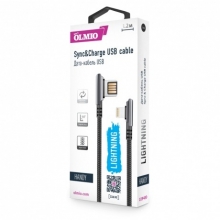 Кабель HANDY  USB 2.0 - microUSB 1.2м, 2.1A,угловой, двухсторонний, черный, OLMIO 039481
