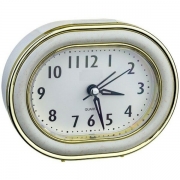 Часы-будильник C3157 QUARTZ овал 10,5х12,5см хаки+подсветка PF