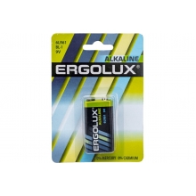 Элемент питания Ergolux 6LR61 Alkaline 9В крона