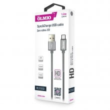 Кабель HD USB 2.0 - MicroUSB 1,2м  2.1A  серый  OLMIO 038646
