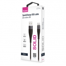 Кабель SOLID USB 2.0 - Type-C 1.2m 2.1A усиленный чёрный OLMIO 039517