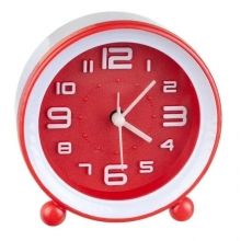 Часы-будильник C3110 QUARTZ круглые 10,5см красные PF