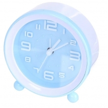 Часы-будильник C3109 QUARTZ круглые 10,5см синие PF