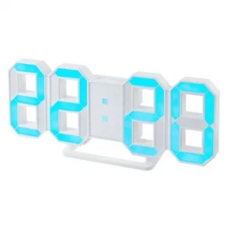 Часы-будильник "LUMINOUS 2" LED белый корпус/синяя подсветка PERFEO (PF-663) PF_5203