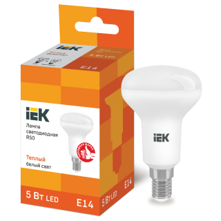 Лампа IEK R50 рефлектор 5Вт 230v 3000К Е14