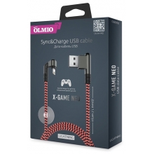 Кабель X-Game Neo USB 2.0-Iphone, 1.2м, 2.1A, игровой, угловой USB (A), OLMIO 038905