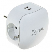 Сетевой разветвитель Эра SP-3е-USB-2A  3гн с/з+2хUSB со шторками  белый